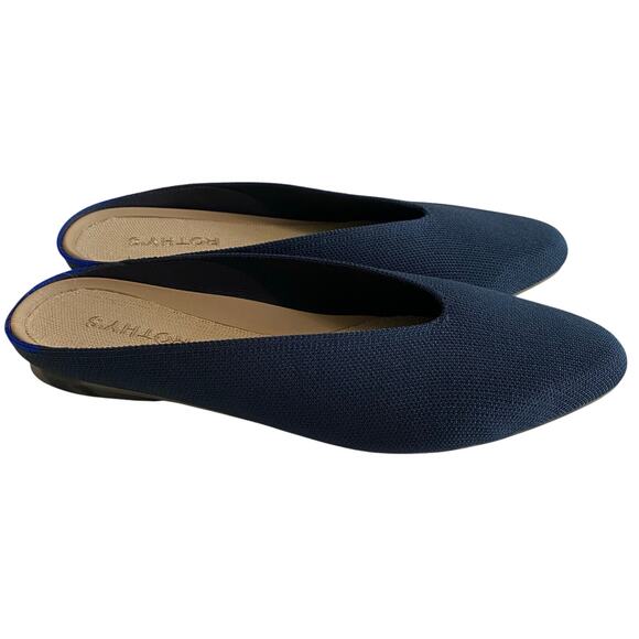 Rothy's Almond Demi Mule Navy Blue Slip On Ballet flat Women's W9 Minimal Office - Picture 1 of 9
